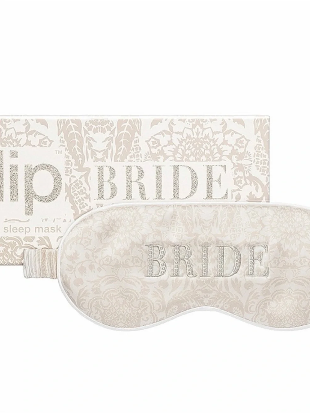 slip Silk Sleep Mask in Soft Cream with BRIDE Embroidery- UNOPENED + PRISTINE